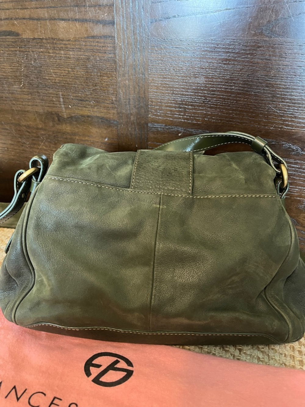 Francesco Biasia Olive Green Leather Saddle Bag - Picture 7 of 13